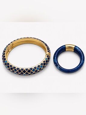 Vintage Blue Enamel Bracelet & Ring Set 💙✨